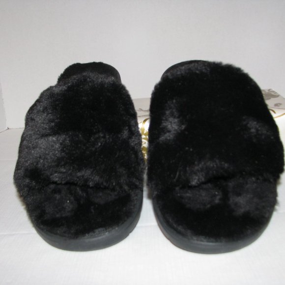 Black Skecher Fuzzy Slippers - Picture 2 of 10